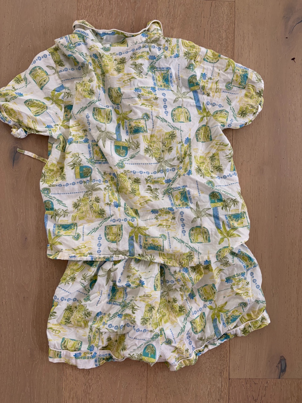 Calypso St. Barth Organic Cotton Green Floral Short Pajama Set - Picture 5 of 5